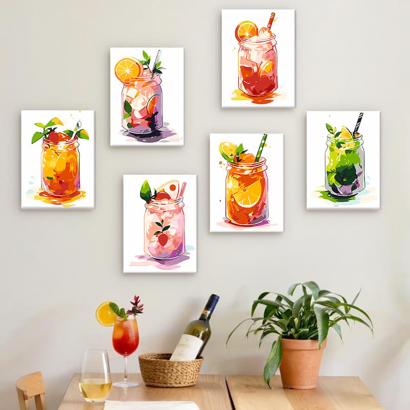 Fresh Sips - 6 Mini Paintings