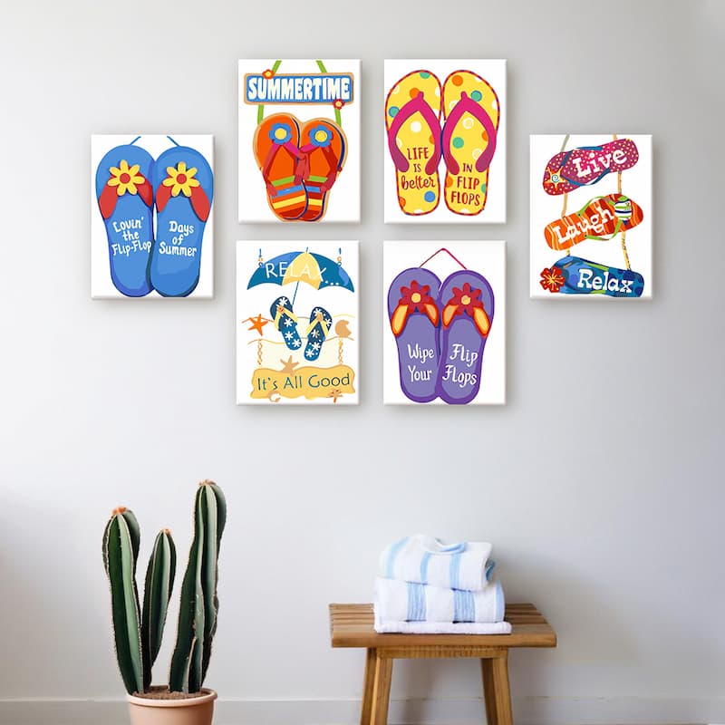 Flip Flop Vibes - 6 Mini Paintings