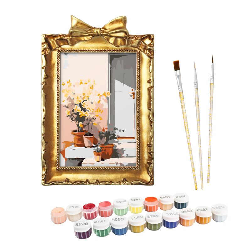 Sunlit Garden Steps Mini Framed Paint by Numbers