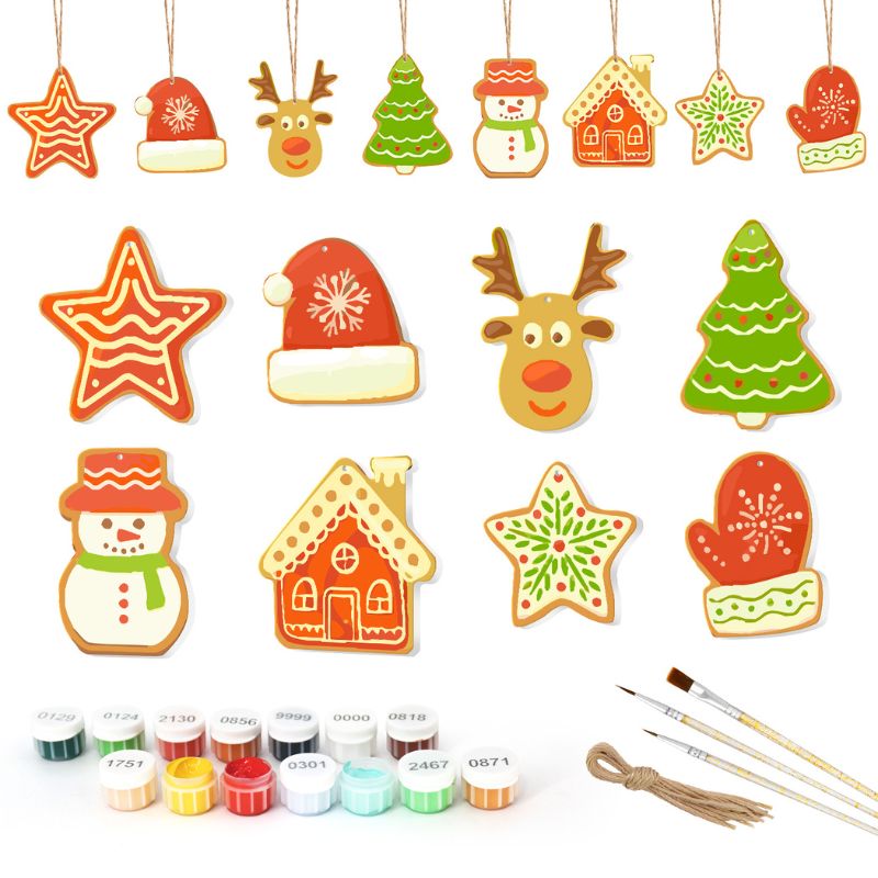Snowy Christmas Icons Ornaments Paint by Numbers