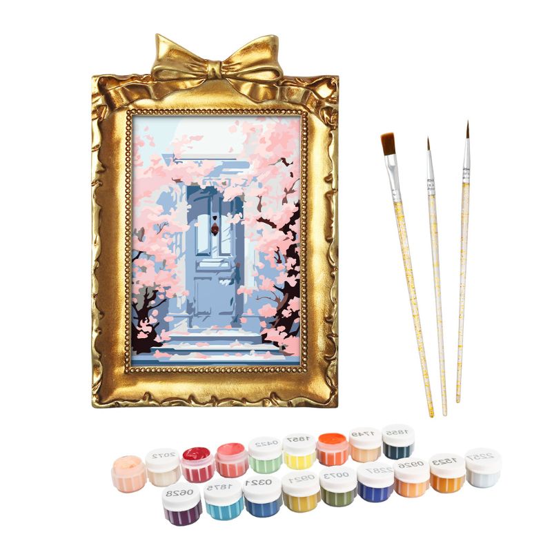 Cherry Blossom Doorway Mini Framed Paint by Numbers