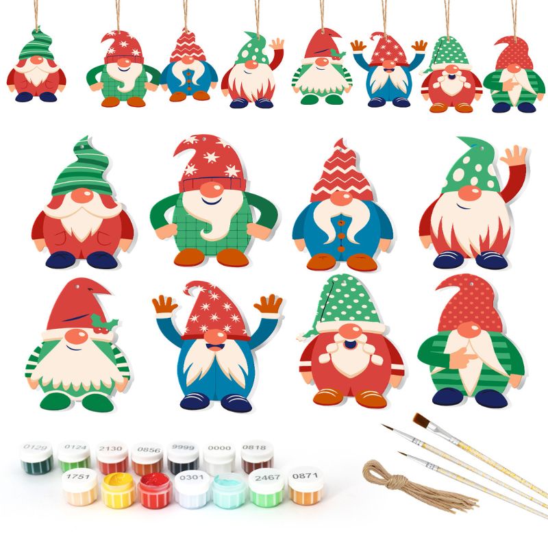 Festive Christmas Gnomes Ornaments Paint by Numbers