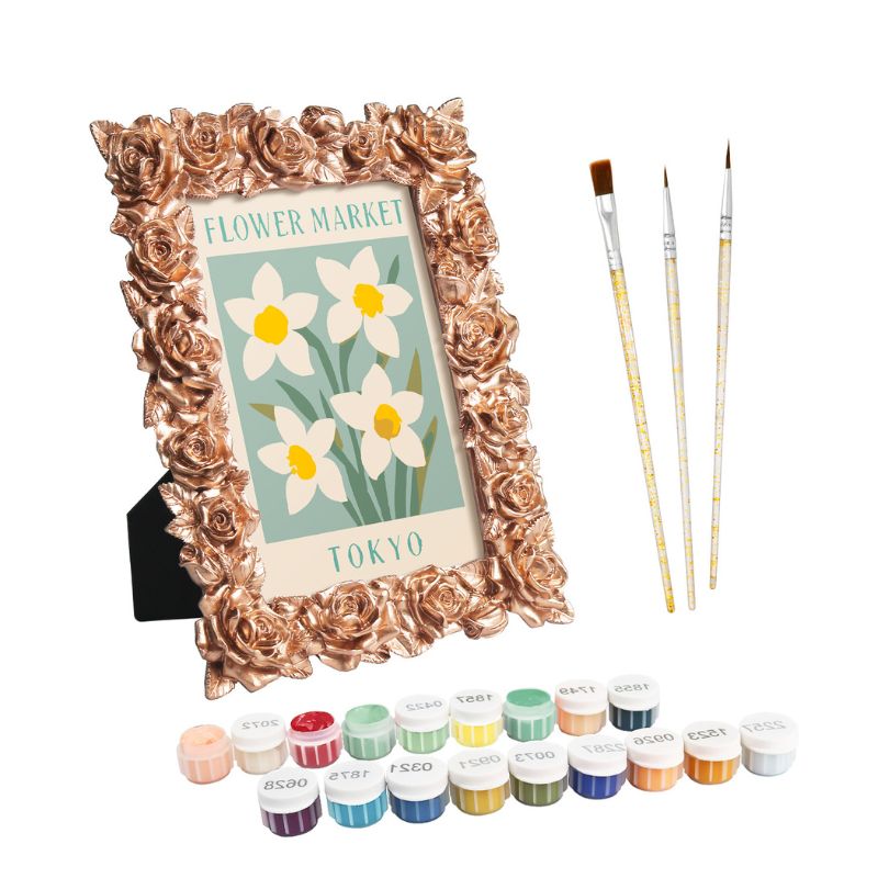 White Daffodil Mini Framed Paint by Numbers