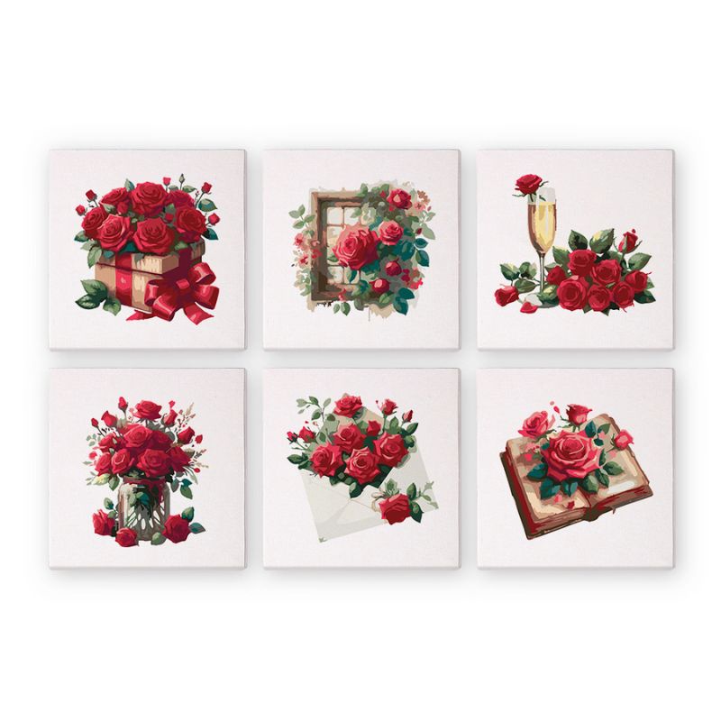 Romantic Red Roses Mini Paint by Numbers
