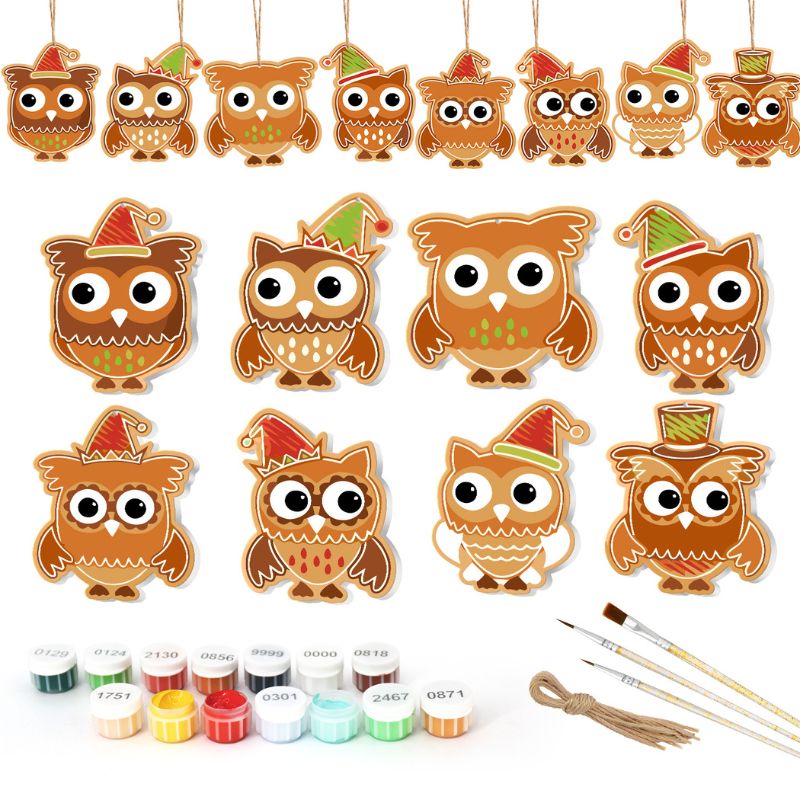 Christmas Owl Friends Ornaments Paint by Numbers