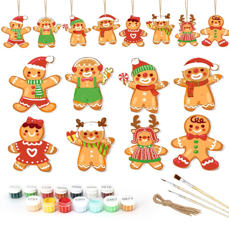 Festive Gingerbread Friends Ornaments Paint by Numbers