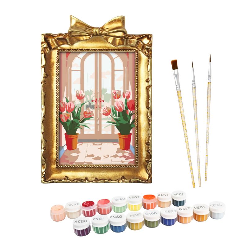 Sunlit Tulip Window Mini Framed Paint by Numbers