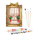 Sunlit Tulip Window Mini Framed Paint by Numbers