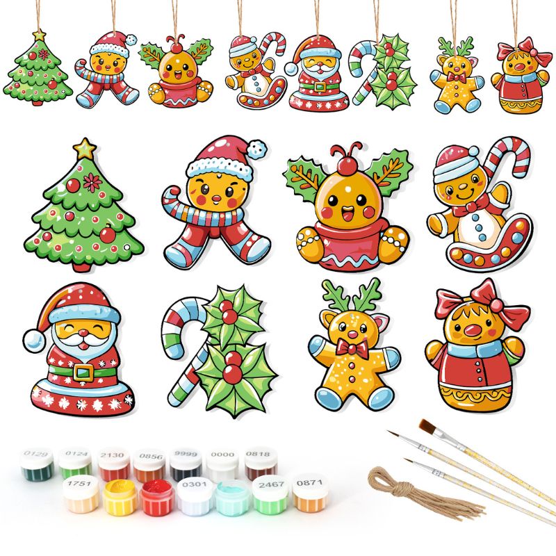 Jolly Christmas Friends Ornaments Paint by Numbers