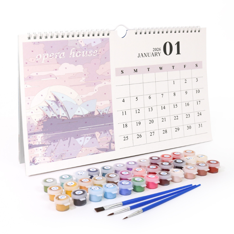 2026 Landmark Paint by Numbers Desk Calendar