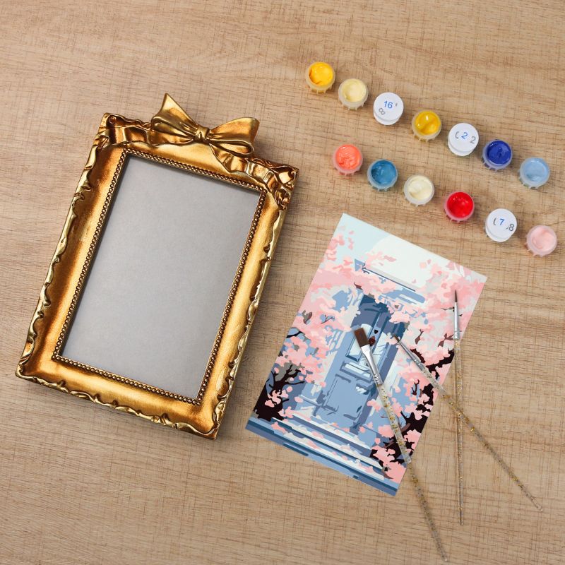 Cherry Blossom Doorway Mini Framed Paint by Numbers