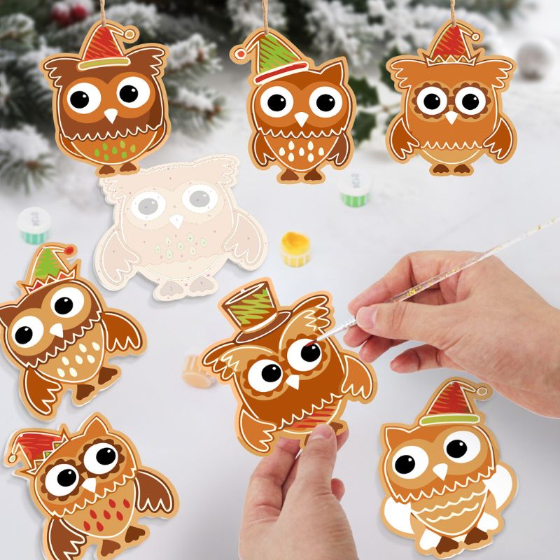 Christmas Owl Friends Ornaments Paint by Numbers