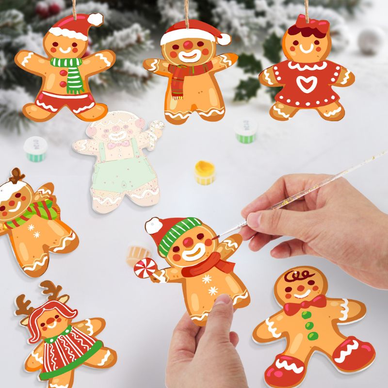 Festive Gingerbread Friends Ornaments Paint by Numbers