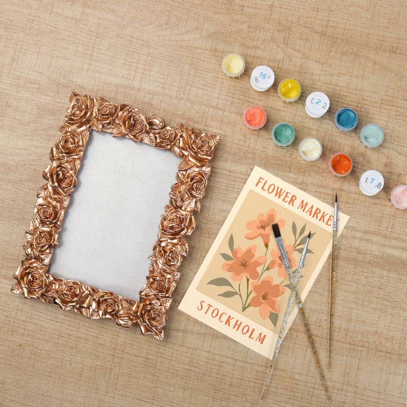 Rose Gold Floral Mini Framed Paint by Numbers