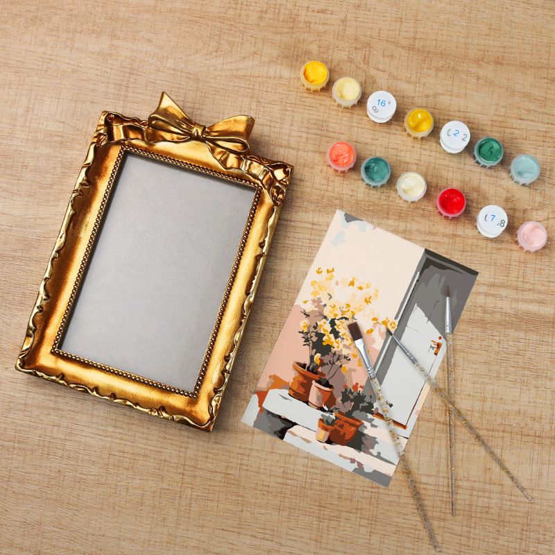 Sunlit Garden Steps Mini Framed Paint by Numbers