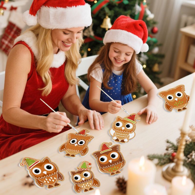 Christmas Owl Friends Ornaments Paint by Numbers