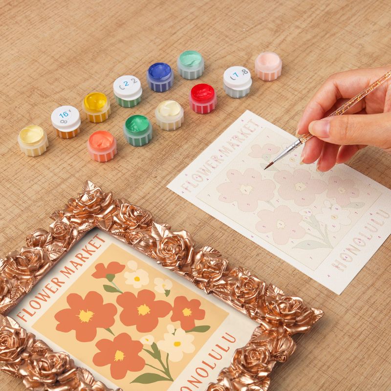 Coral Blooms Mini Framed Paint by Numbers