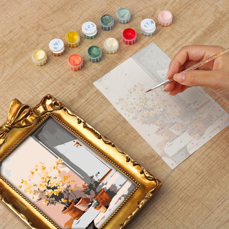 Sunlit Garden Steps Mini Framed Paint by Numbers