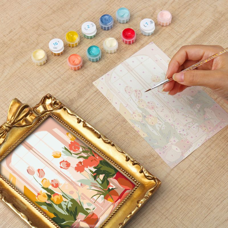 Spring Tulips Mini Framed Paint by Numbers