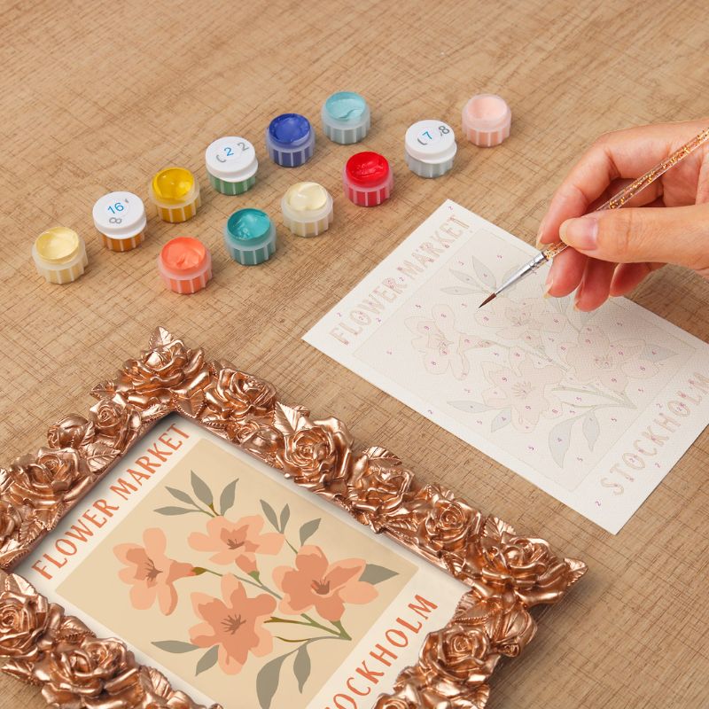 Rose Gold Floral Mini Framed Paint by Numbers