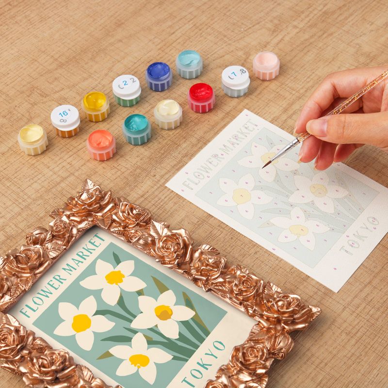 White Daffodil Mini Framed Paint by Numbers
