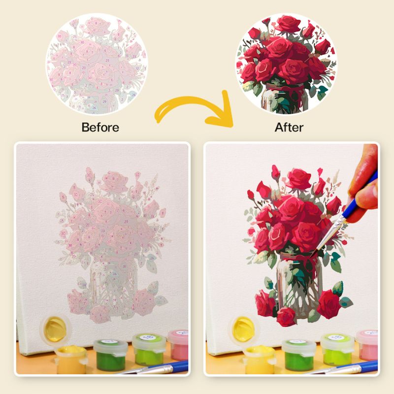 Romantic Red Roses Mini Paint by Numbers