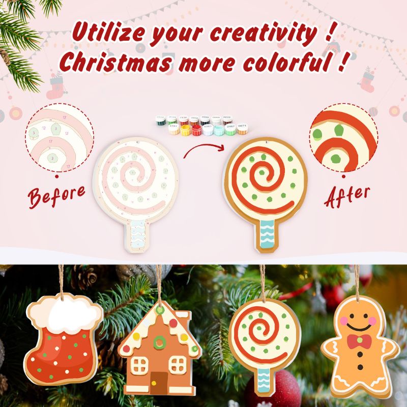 Christmas Candyland Ornaments Paint by Numbers