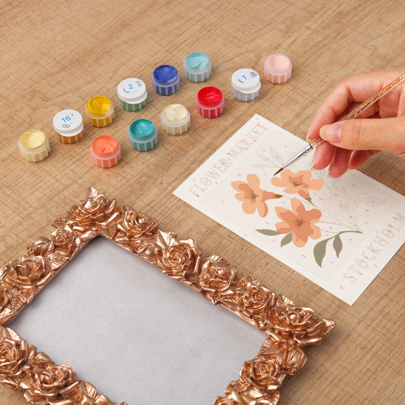 Rose Gold Floral Mini Framed Paint by Numbers