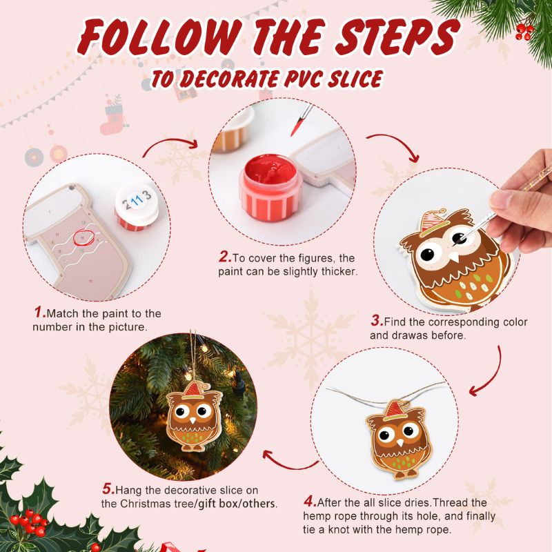 Christmas Owl Friends Ornaments Paint by Numbers