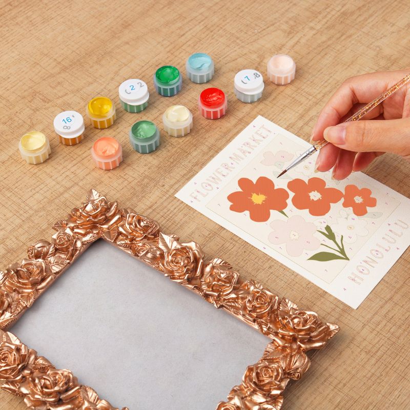 Coral Blooms Mini Framed Paint by Numbers