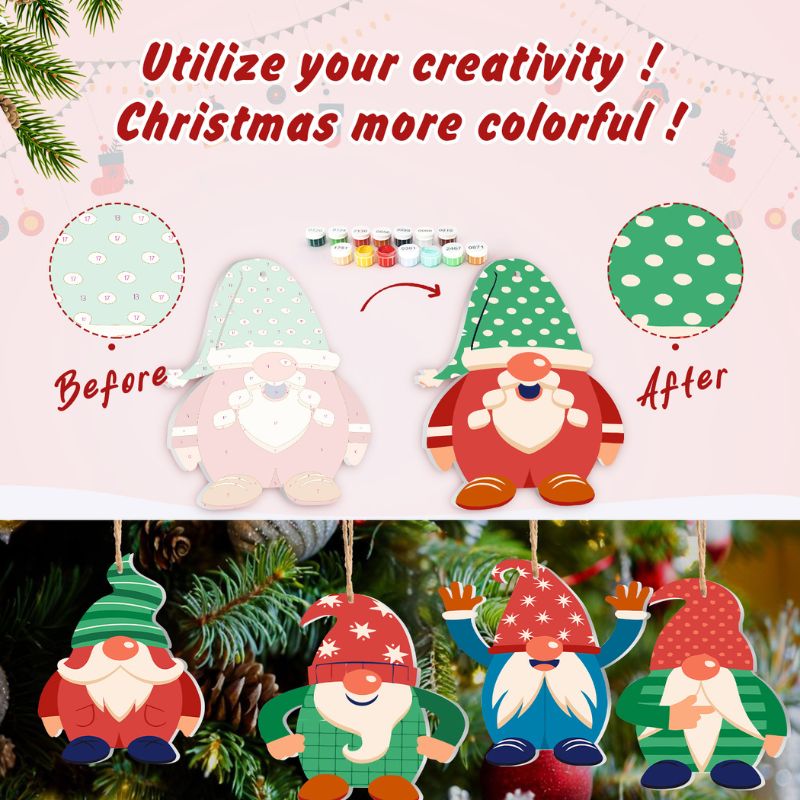 Festive Christmas Gnomes Ornaments Paint by Numbers