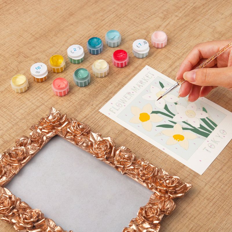 White Daffodil Mini Framed Paint by Numbers