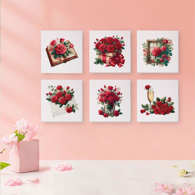 Romantic Red Roses Mini Paint by Numbers