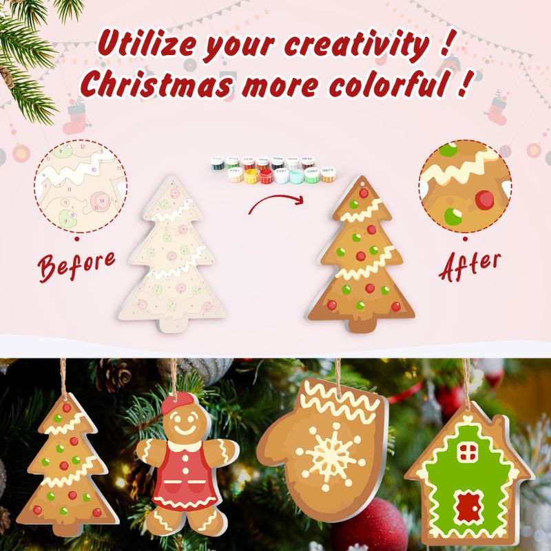 Gingerbread Christmas Ornaments Paint by Numbers