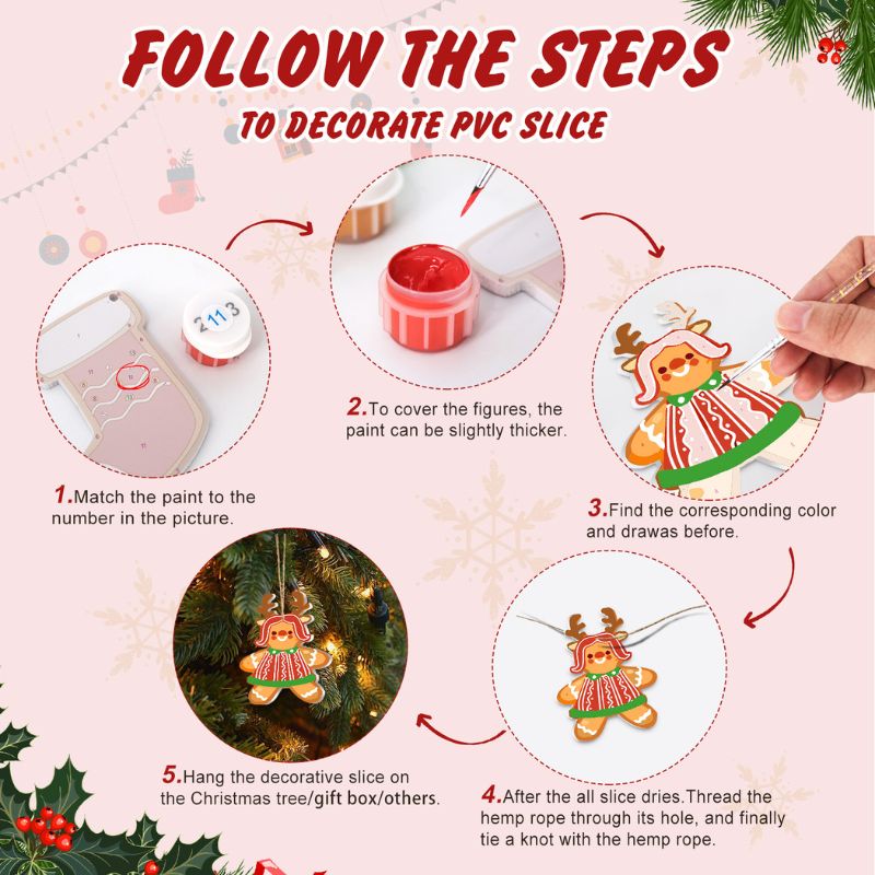 Festive Gingerbread Friends Ornaments Paint by Numbers