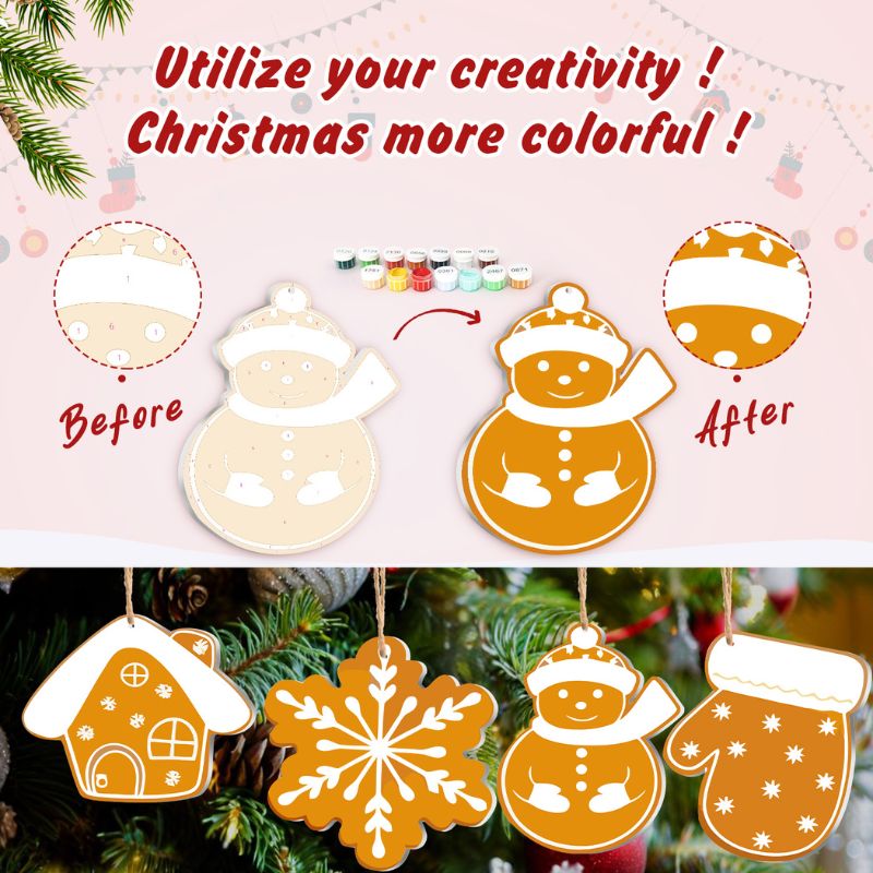 Golden Christmas Charm Ornaments Paint by Numbers