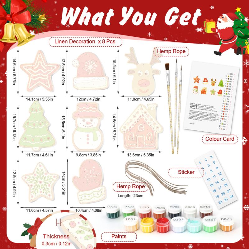 Snowy Christmas Icons Ornaments Paint by Numbers