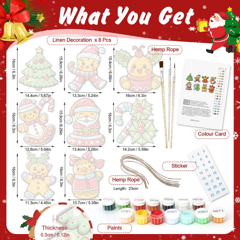 Jolly Christmas Friends Ornaments Paint by Numbers