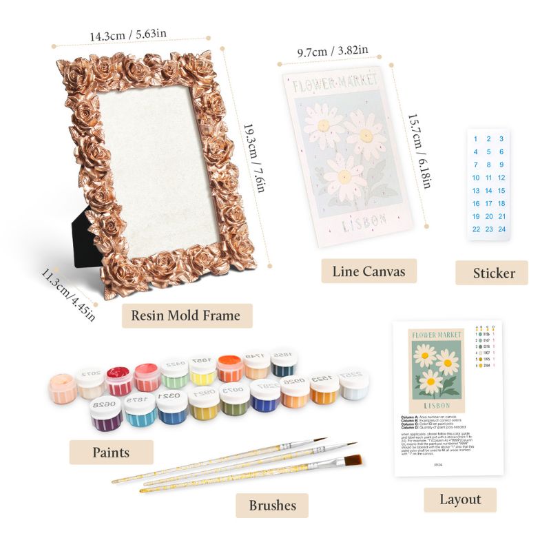 Lisbon Daisy Mini Framed Paint by Numbers