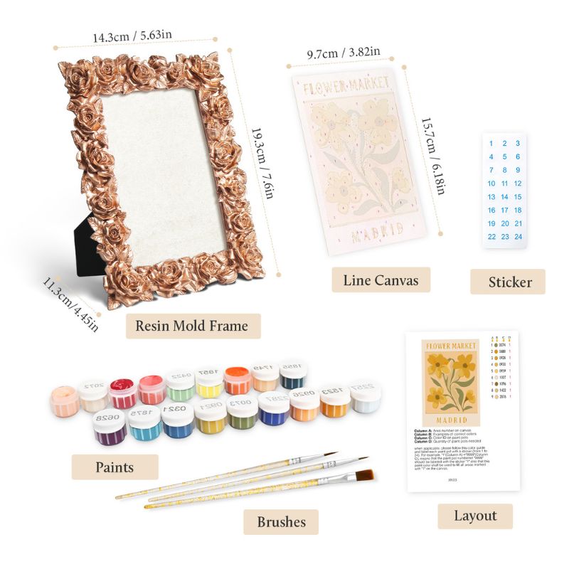 Madrid Floral Mini Framed Paint by Numbers