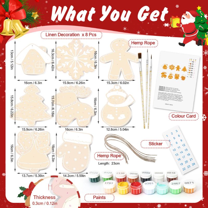 Golden Christmas Charm Ornaments Paint by Numbers