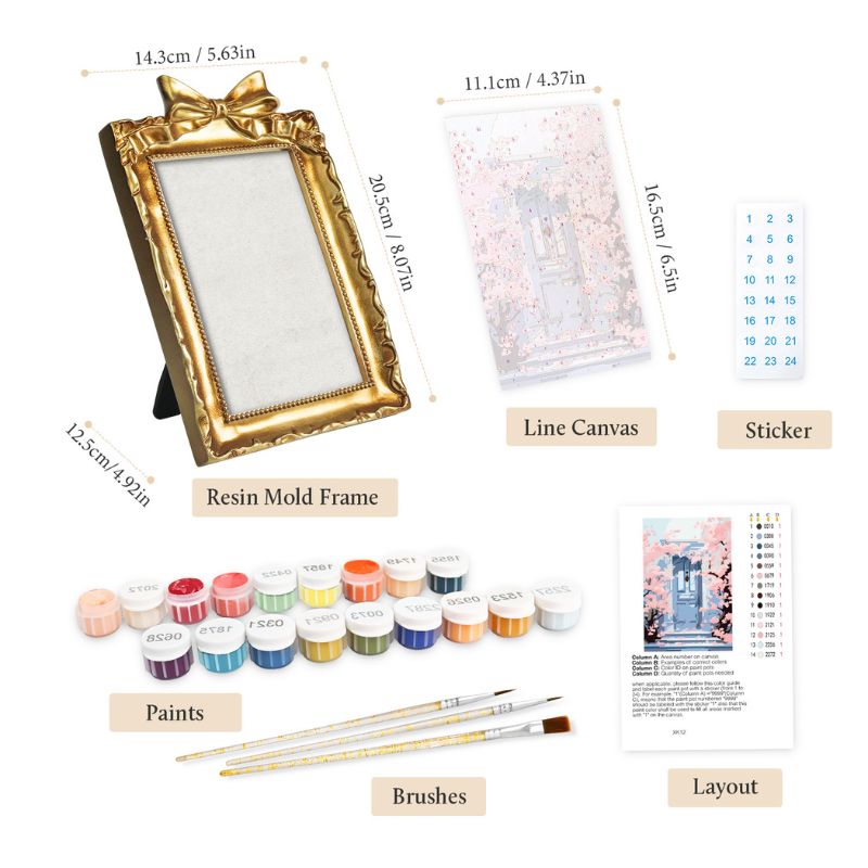 Cherry Blossom Doorway Mini Framed Paint by Numbers