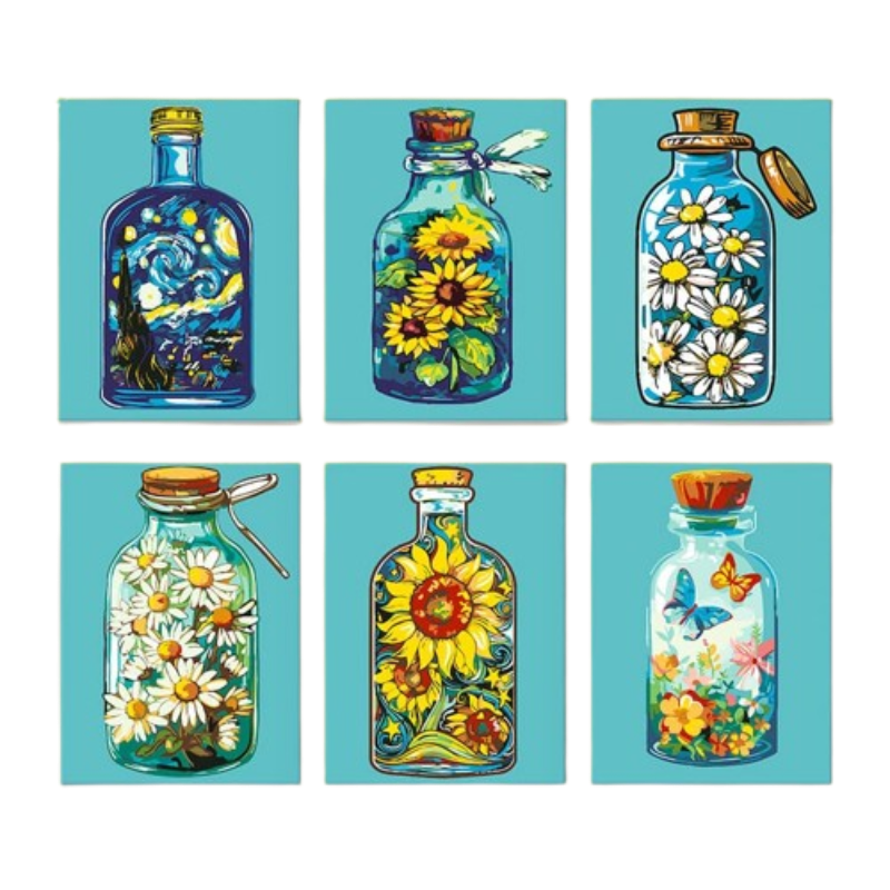 Art in Bottles - 6 Mini Paintings