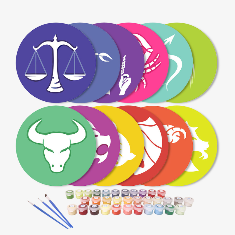Astrology Symbols 12-Pieces Paint by Numbers Placemat