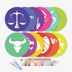 Astrology Symbols 12-Pieces Paint by Numbers Placemat