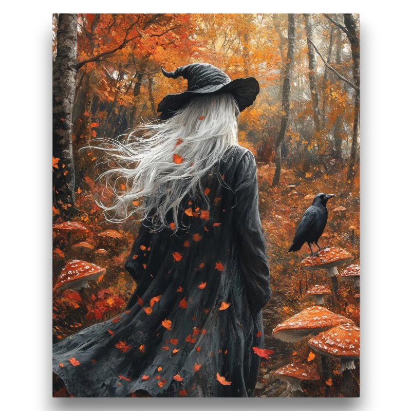 Autumn Forest Witch Paint by Numbers