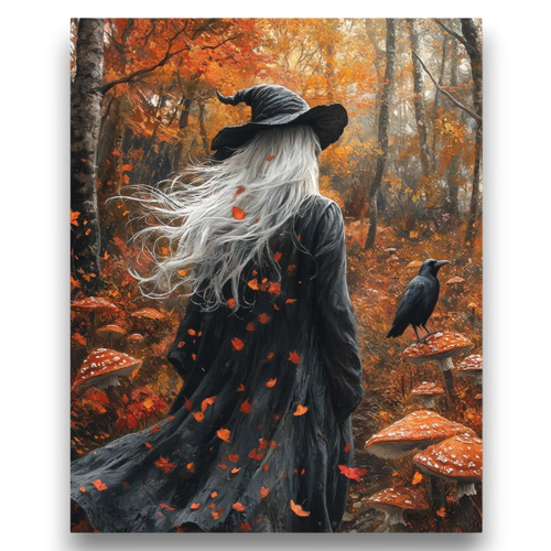 Autumn Forest Witch Paint by Numbers