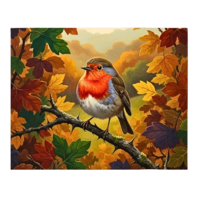 Autumn Robin Paint by Numbers