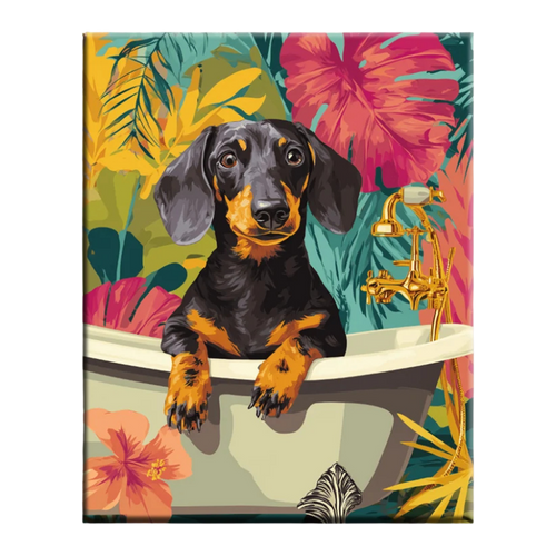 Bath Time Dachshund Paint by Numbers