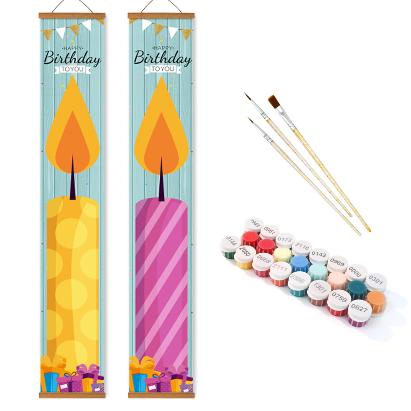 Birthday Candles Hanging Scroll Paint by Numbers Kit